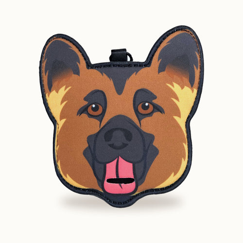 German Shepherd poop bag holder — front view