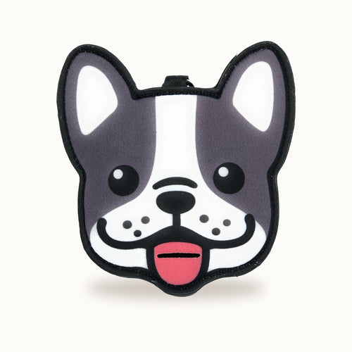 French Bulldog poop bag holder — front view