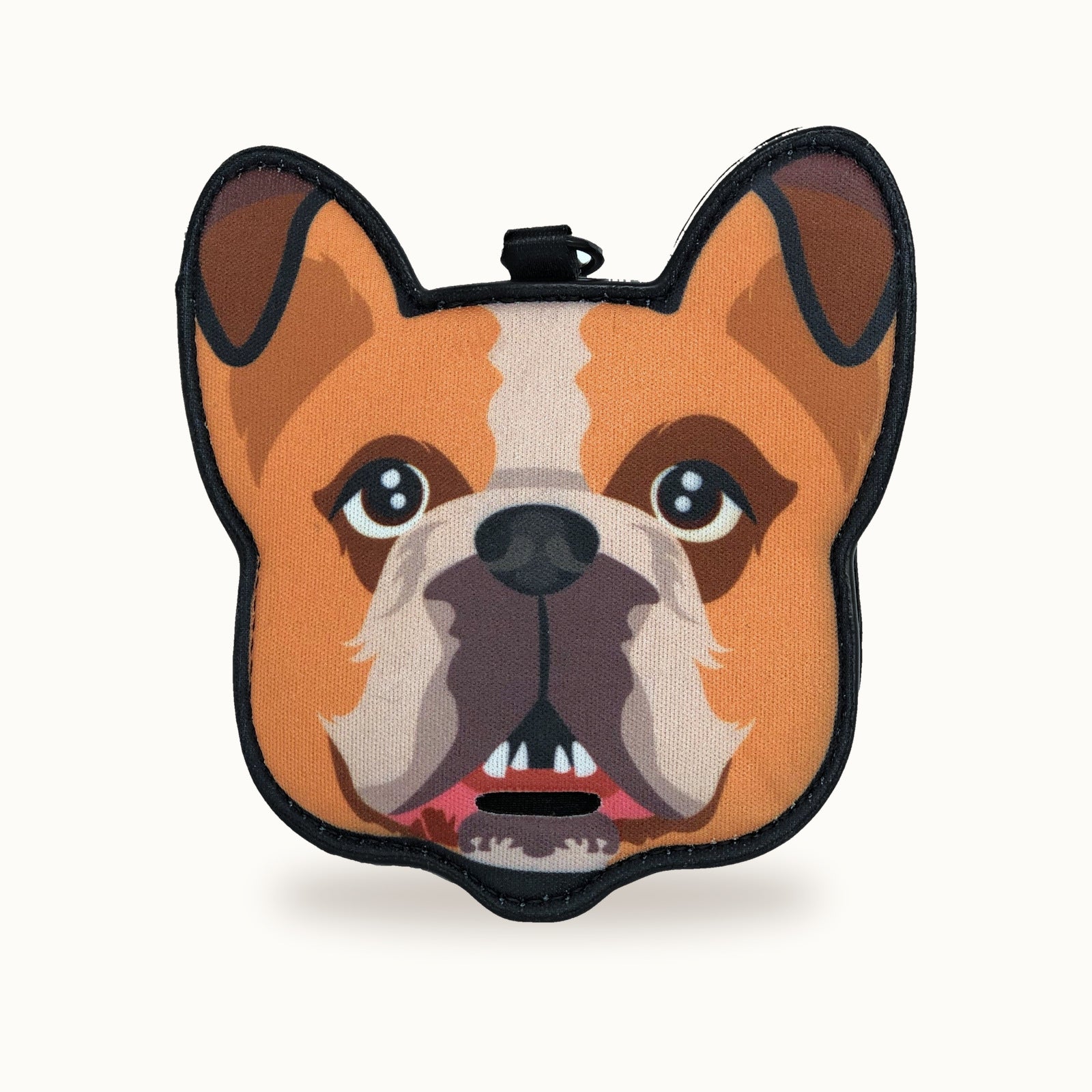 English Bulldog poop bag holder — front view