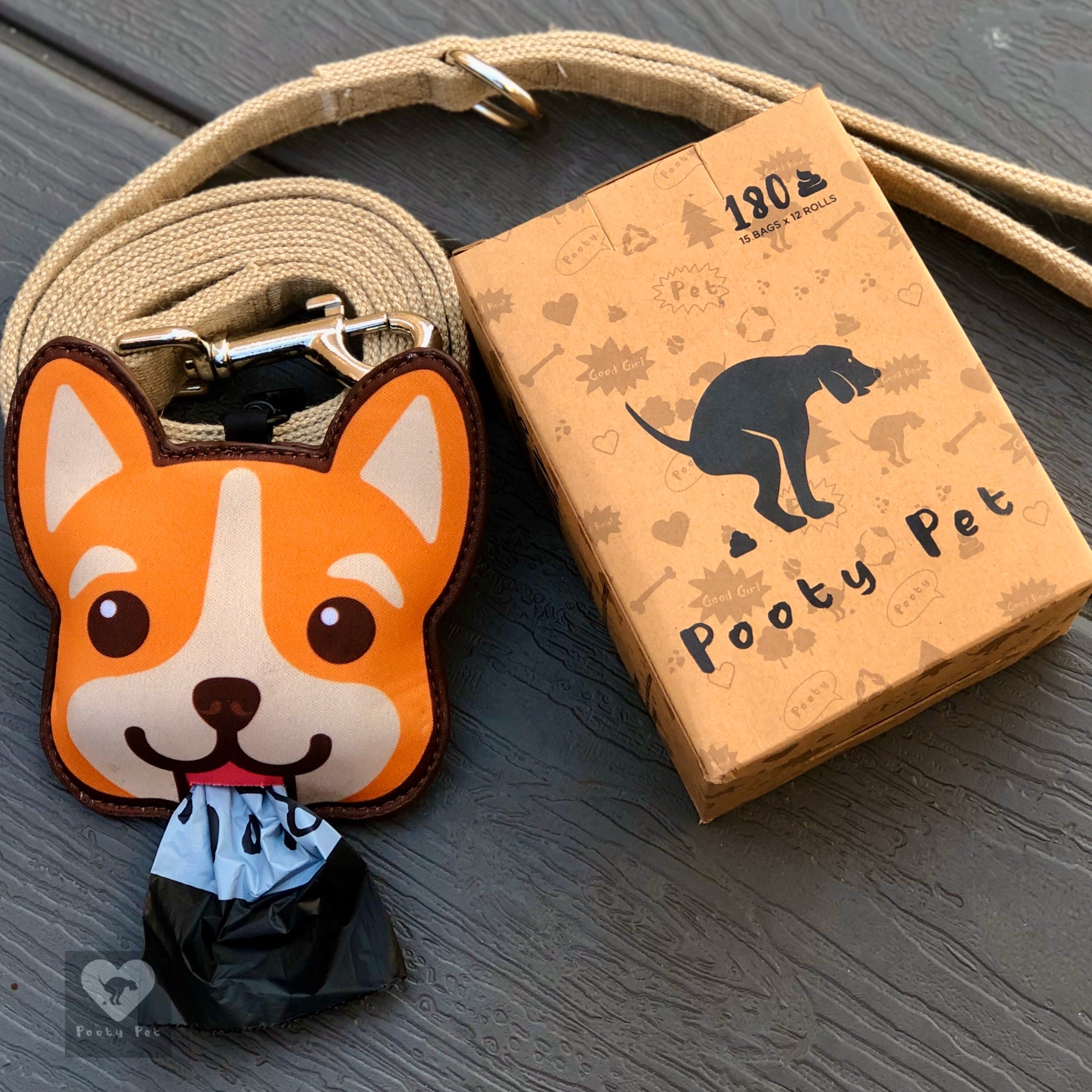 Pooty Pet Holder, Dog Bag Holder, Poop Bag Holder, Dog Poop Bag Holder, Biodegradable Poop Bags, Earth Friendly Poop Bags, Corgi 