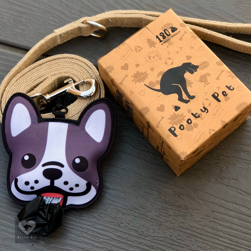 Pooty Pet Holder, Dog Bag Holder, Poop Bag Holder, Dog Poop Bag Holder, Biodegradable Poop Bags, Earth Friendly Poop Bags, Frenchie, French Bulldog 